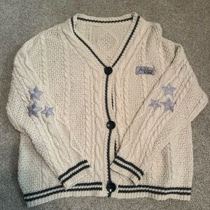 Taylor swift folklore album inspired Cream cable knit Cardigan Sweater EUC